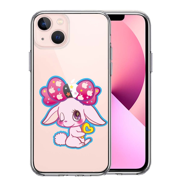iPhone13mini ケース クリアプーラ うさぎ スマホケース 側面ソフト 背面ハード ハイブリッド-0