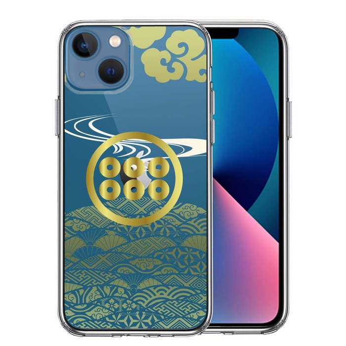 iPhone13mini ケース クリア真田 六文銭 スマホケース 側面ソフト 背面ハード ハイブリッド-0