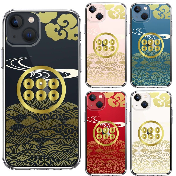 iPhone13mini ケース クリア真田 六文銭 スマホケース 側面ソフト 背面ハード ハイブリッド-1