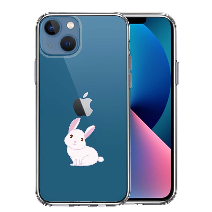 iPhone13mini ケース クリアうさぎ スマホケース 側面ソフト 背面ハード ハイブリッド-0