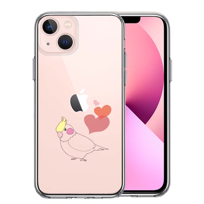 iPhone13mini ケース クリアインコ ハート スマホケース 側面ソフト 背面ハード ハイブリッド-0
