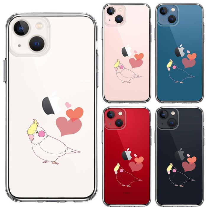 iPhone13mini ケース クリアインコ ハート スマホケース 側面ソフト 背面ハード ハイブリッド-1