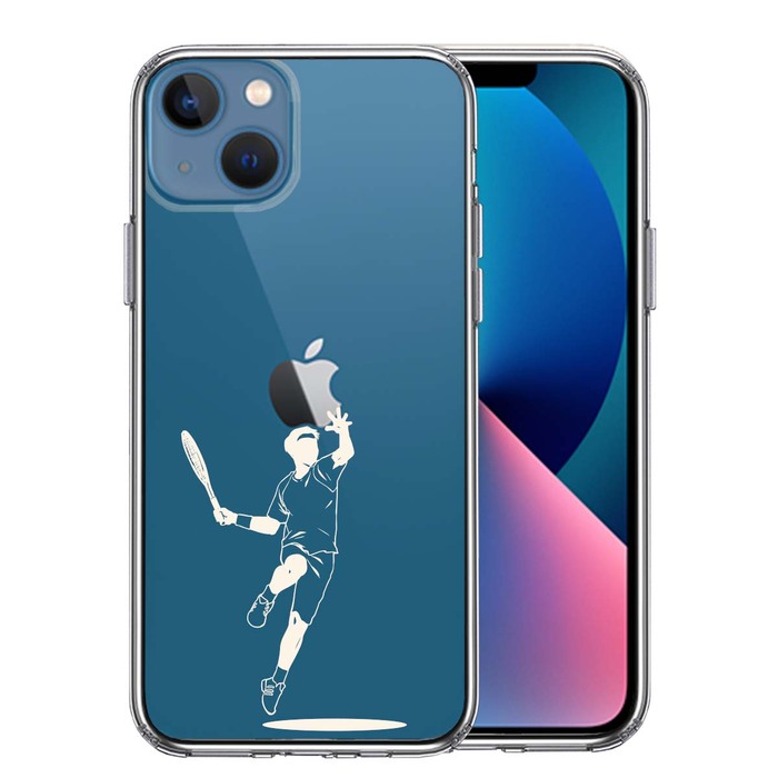 iPhone13mini ケース クリアテニス ホワイト スマホケース 側面ソフト 背面ハード ハイブリッド-0