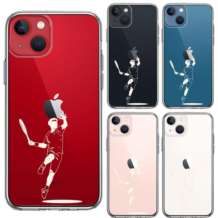 iPhone13mini ケース クリアテニス ホワイト スマホケース 側面ソフト 背面ハード ハイブリッド-1