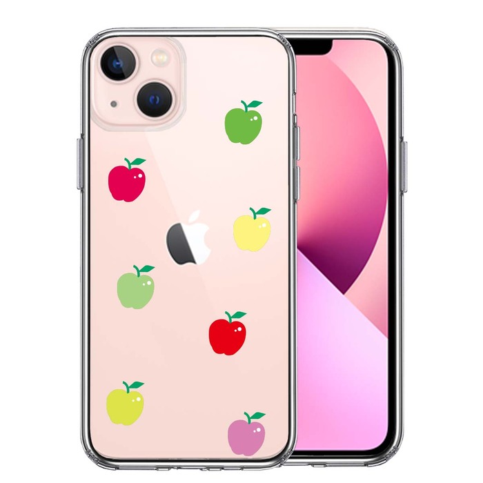 iPhone13mini ケース クリアアップル 水玉 スマホケース 側面ソフト 背面ハード ハイブリッド-0