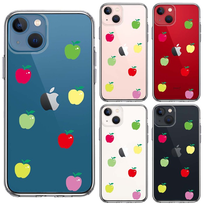iPhone13mini ケース クリアアップル 水玉 スマホケース 側面ソフト 背面ハード ハイブリッド-1