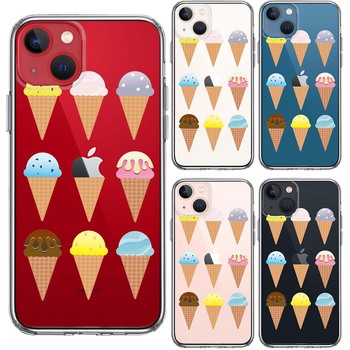 iPhone13 ケース クリアアイスクリーム スマホケース 側面ソフト 背面ハード ハイブリッド-1
