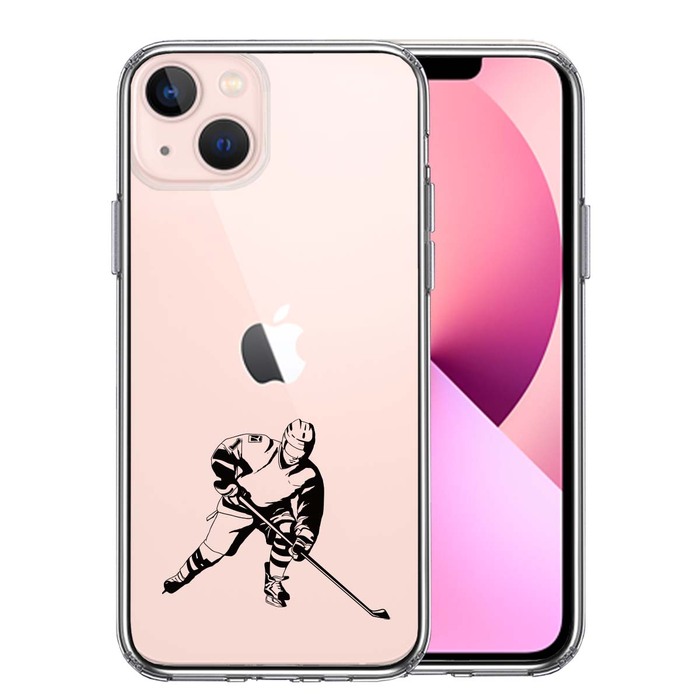 iPhone13 ケース クリアアイスホッケー２ スマホケース 側面ソフト 背面ハード ハイブリッド-0