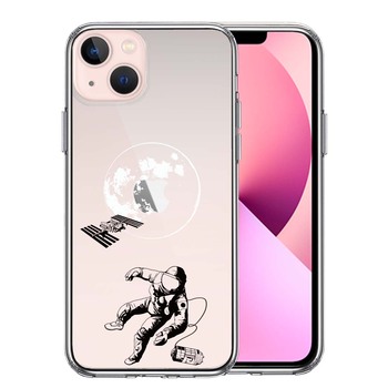 iPhone13 ケース クリア宇宙飛行士 地球 スマホケース 側面ソフト 背面ハード ハイブリッド-0