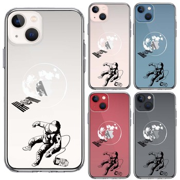 iPhone13 ケース クリア宇宙飛行士 地球 スマホケース 側面ソフト 背面ハード ハイブリッド-1