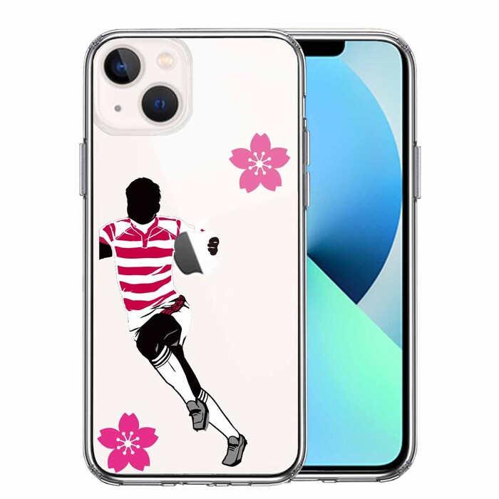 iPhone13 ケース クリアラグビー バックス さくら 桜 スマホケース 側面ソフト 背面ハード ハイブリッド-0
