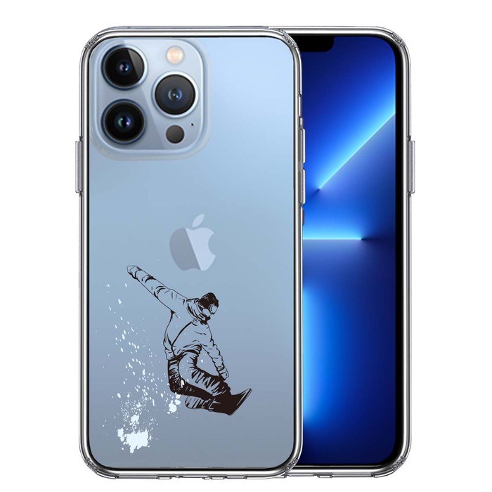iPhone13Pro ケース クリアアクロバティックスノーボード スマホケース 側面ソフト 背面ハード ハイブリッド UA16772759-4142-0