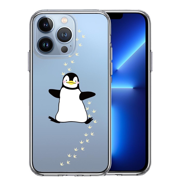 iPhone13Pro ケース クリア  ペンギン フットプリント スマホケース 側面ソフト 背面ハード ハイブリッド-0