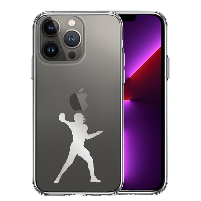 iPhone13Pro ケース クリアクォーターバック グレー スマホケース 側面ソフト 背面ハード ハイブリッド-0