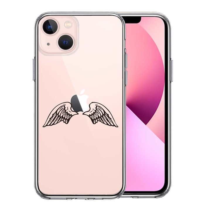 iPhone13miniケース クリアエンジェル 翼 ウィング スマホケース 側面ソフト 背面ハード ハイブリッド-0