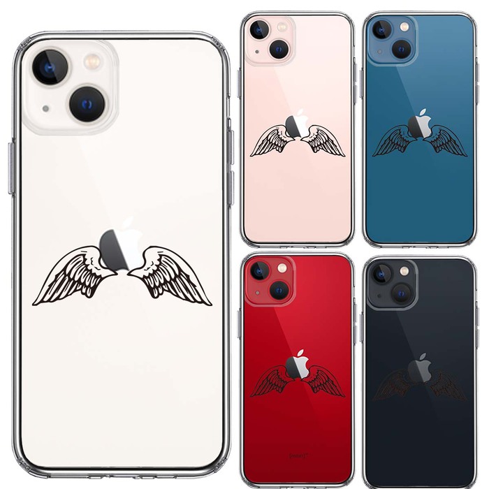 iPhone13miniケース クリアエンジェル 翼 ウィング スマホケース 側面ソフト 背面ハード ハイブリッド-1