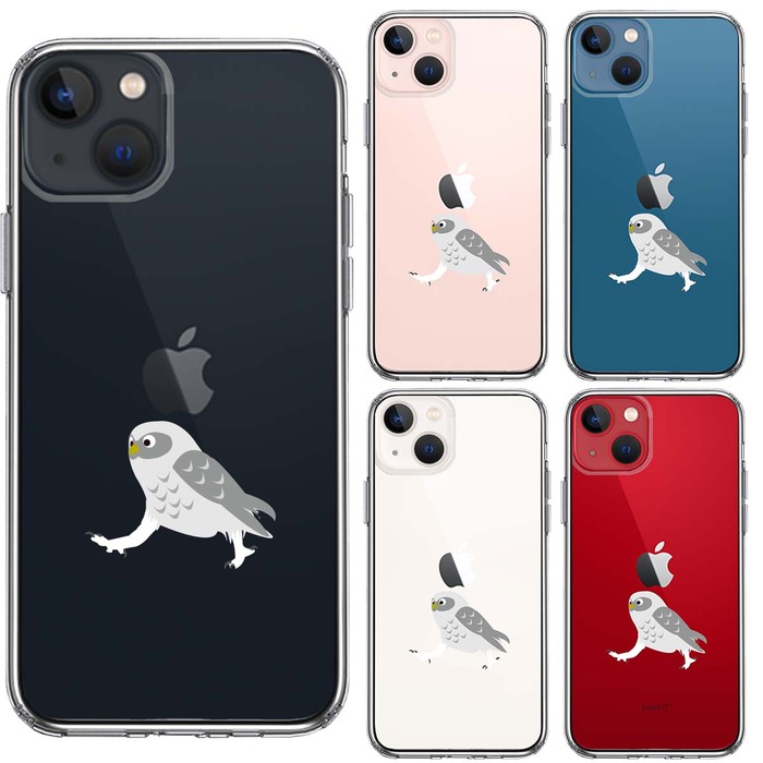 iPhone13 ケース クリアふくろう 歩き 足が長い スマホケース 側面ソフト 背面ハード ハイブリッド-1