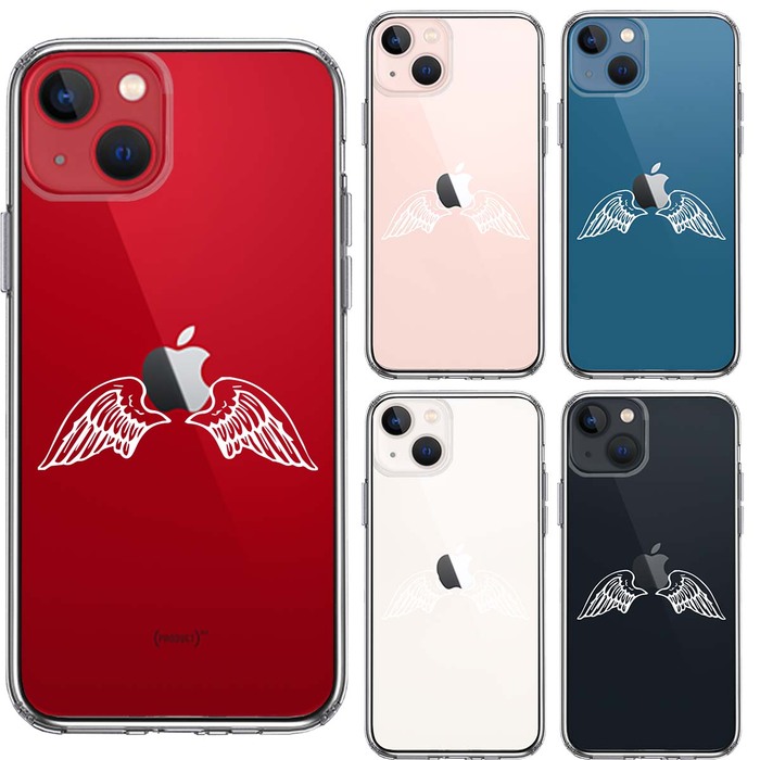 iPhone13 ケース クリアエンジェル 翼 ウィング 白 スマホケース 側面ソフト 背面ハード ハイブリッド-1