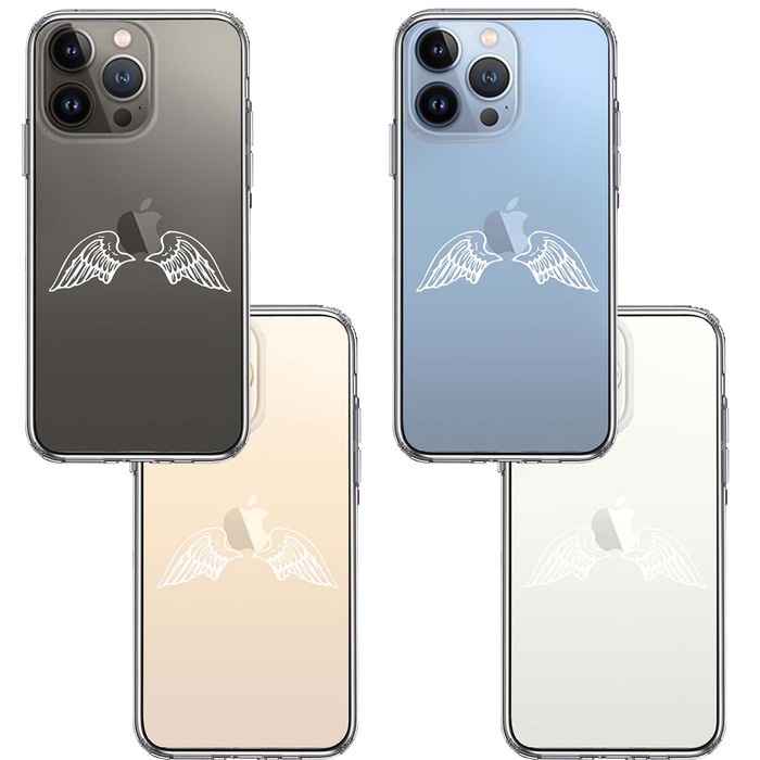 iPhone13Pro ケース クリアエンジェル 翼 ウィング 白 スマホケース 側面ソフト 背面ハード ハイブリッド-1