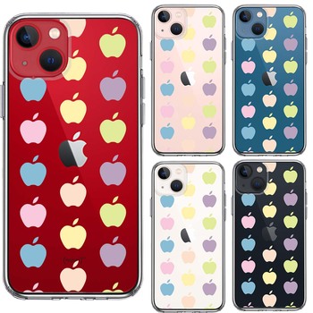 iPhone13mini ケース クリア林檎 りんご apple 水玉 スマホケース 側面ソフト 背面ハード ハイブリッド-1