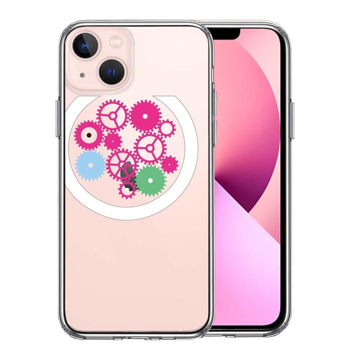 iPhone13 ケース クリア歯車 時計 スマホケース 側面ソフト 背面ハード ハイブリッド-0