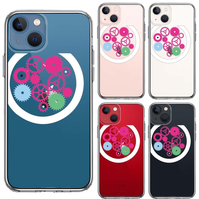 iPhone13 ケース クリア歯車 時計 スマホケース 側面ソフト 背面ハード ハイブリッド-1