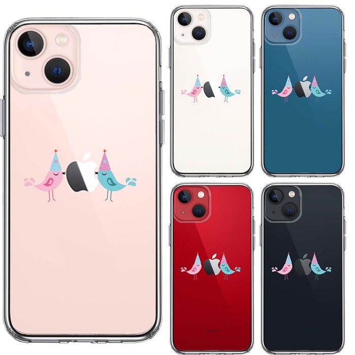 iPhone13mini ケース クリア  可愛い 鳥 カップル スマホケース 側面ソフト 背面ハード ハイブリッド-1