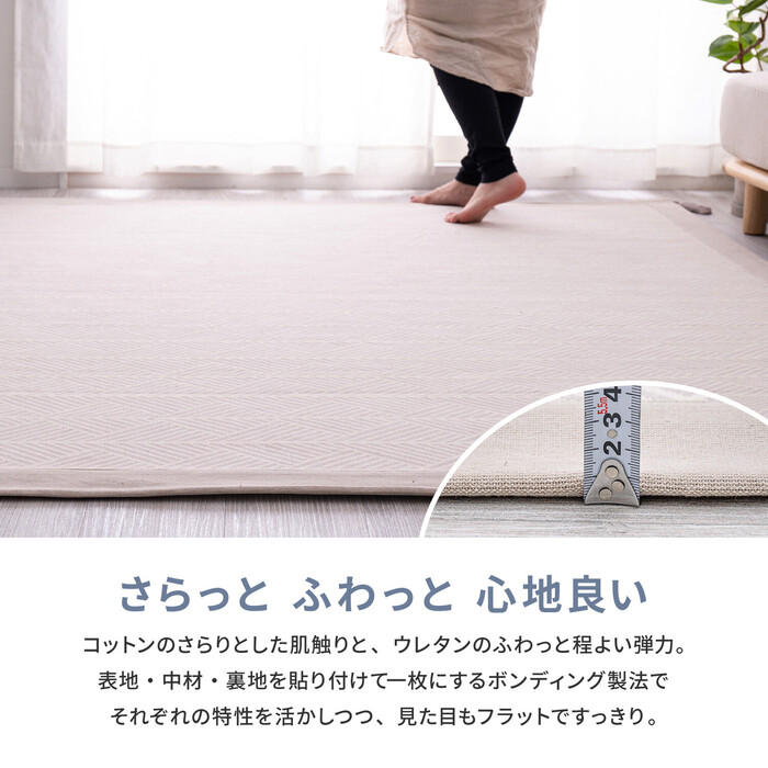 ラグ 洗濯機で洗える ボンディングラグ 約130×185cm インド綿100% 滑り止め付き クラック ネイビー-3