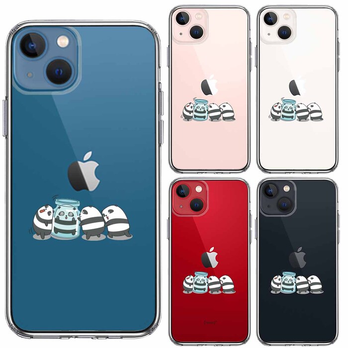 iPhone13mini ケース クリアカプセル パンダ スマホケース 側面ソフト 背面ハード ハイブリッド-1