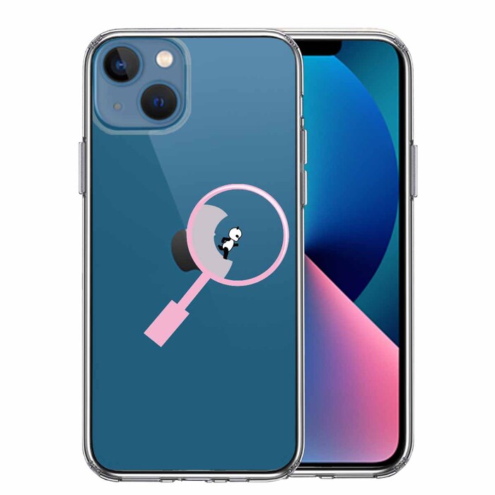 iPhone13mini ケース クリアよく見たら パンダ 小走り中! スマホケース 側面ソフト 背面ハード ハイブリッド-0