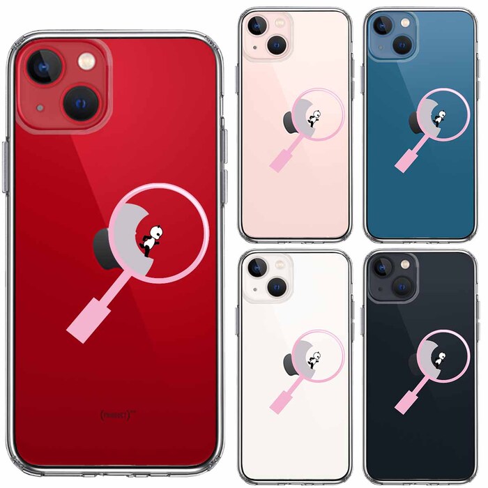 iPhone13mini ケース クリアよく見たら パンダ 小走り中! スマホケース 側面ソフト 背面ハード ハイブリッド-1