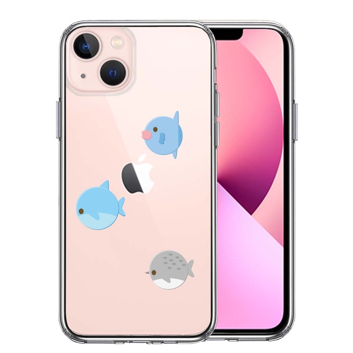 iPhone13mini ケース クリア魚 ぎょぎょぎょ スマホケース 側面ソフト 背面ハード ハイブリッド-0