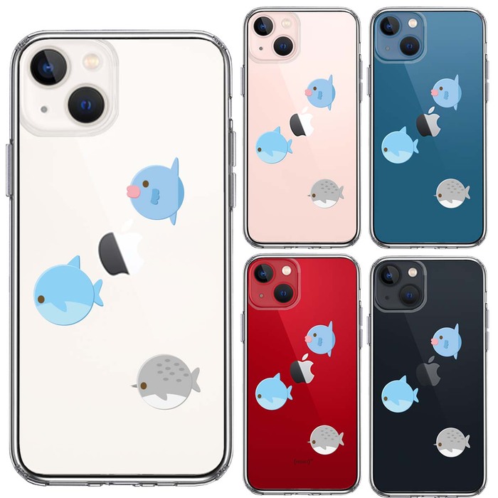 iPhone13mini ケース クリア魚 ぎょぎょぎょ スマホケース 側面ソフト 背面ハード ハイブリッド-1