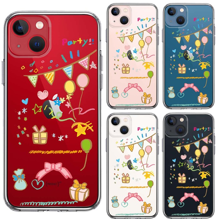 iPhone13mini ケース クリアparty パーティー スマホケース 側面ソフト 背面ハード ハイブリッド-1