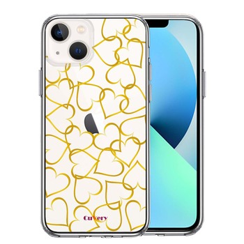 iPhone13mini ケース クリアCuVery ハート ゴールド スマホケース 側面ソフト 背面ハード ハイブリッド-0