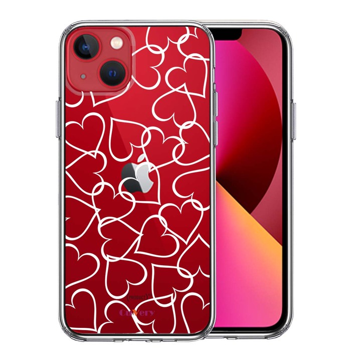 iPhone13mini ケース クリアCuVery ハート ホワイト スマホケース 側面ソフト 背面ハード ハイブリッド-0