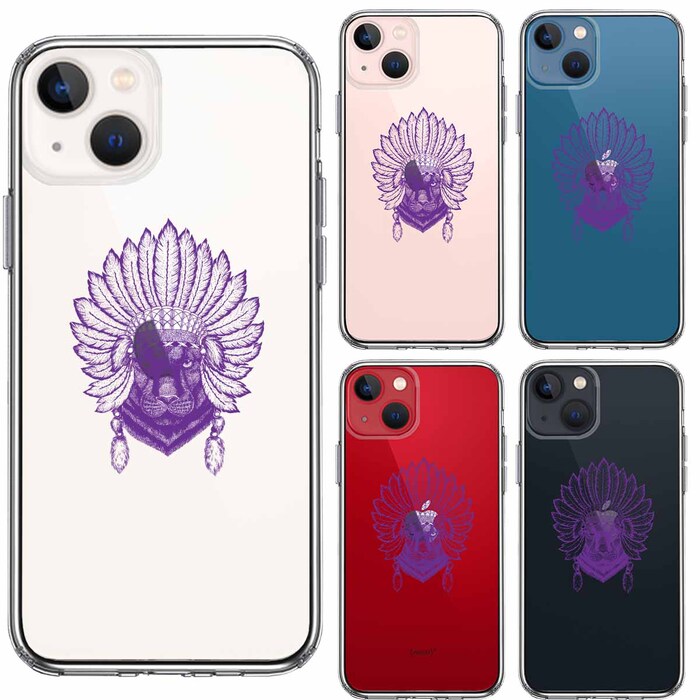 iPhone13 ケース クリアネイティブアメリカン ヒョウ 豹 スマホケース 側面ソフト 背面ハード ハイブリッド-1