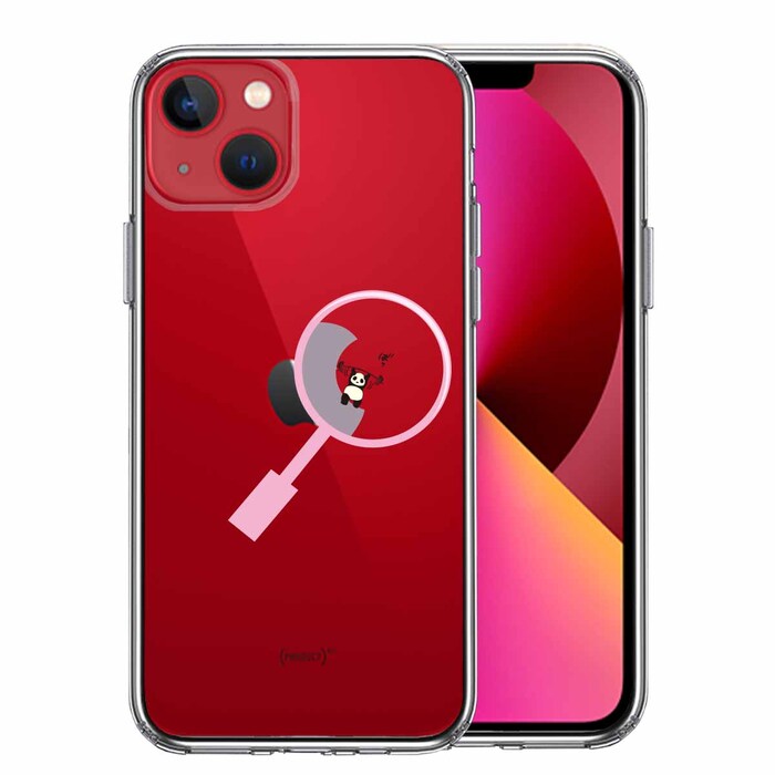 iPhone13 ケース クリアよく見たら パンダ トレーニング中! スマホケース 側面ソフト 背面ハード ハイブリッド-0