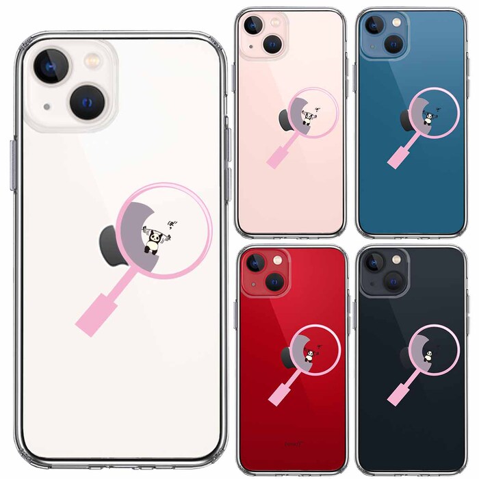 iPhone13 ケース クリアよく見たら パンダ トレーニング中! スマホケース 側面ソフト 背面ハード ハイブリッド-1