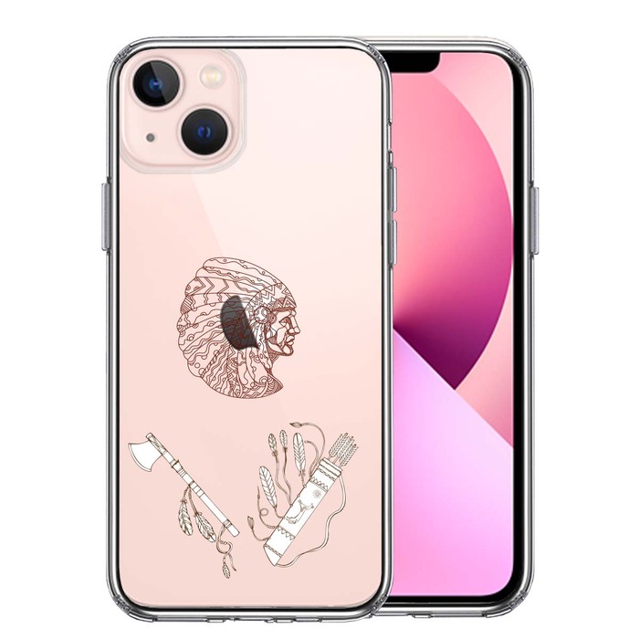 iPhone13 ケース クリアネイティブアメリカン スマホケース 側面ソフト 背面ハード ハイブリッド-0