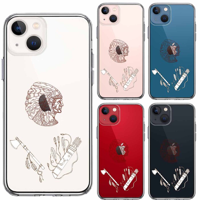 iPhone13 ケース クリアネイティブアメリカン スマホケース 側面ソフト 背面ハード ハイブリッド-1