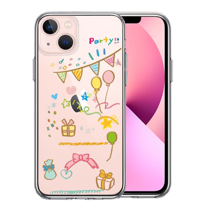 iPhone13 ケース クリアparty パーティー スマホケース 側面ソフト 背面ハード ハイブリッド-0