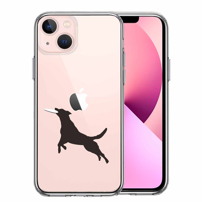 iPhone13 ケース クリアわんこ フリスビードッグ スマホケース 側面ソフト 背面ハード ハイブリッド-0