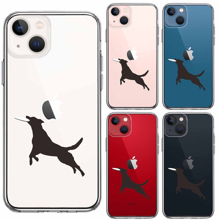 iPhone13 ケース クリアわんこ フリスビードッグ スマホケース 側面ソフト 背面ハード ハイブリッド-1