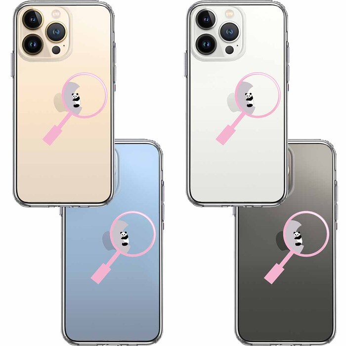 iPhone13Pro ケース クリア よく見たら パンダ 抱きついてた! スマホケース 側面ソフト 背面ハード ハイブリッド-1