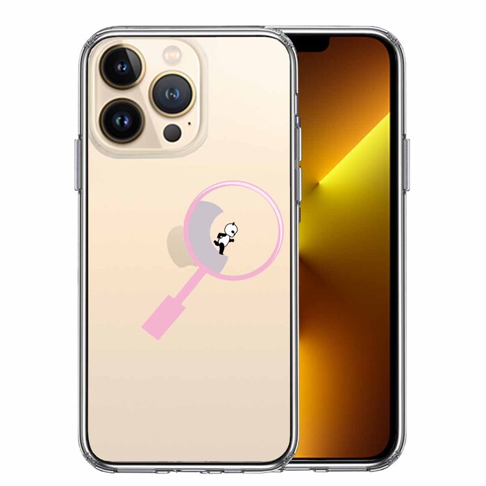 iPhone13Pro ケース クリアよく見たら パンダ 小走り中! スマホケース 側面ソフト 背面ハード ハイブリッド-0
