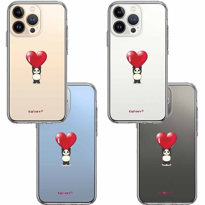 iPhone13Pro ケース クリアパンダ ハート 重量挙げ 並感 スマホケース 側面ソフト 背面ハード ハイブリッド-1