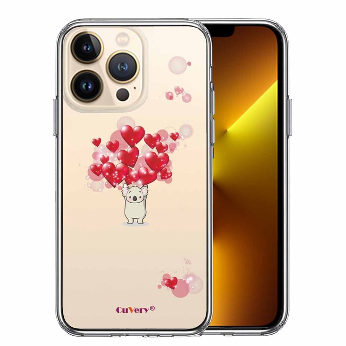 iPhone13Pro ケース クリアコアラ ハート いっぱい スマホケース 側面ソフト 背面ハード ハイブリッド-0