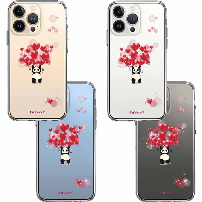 iPhone13Pro ケース クリアパンダ ハート 重量挙げ 努力感 2 スマホケース 側面ソフト 背面ハード ハイブリッド-1