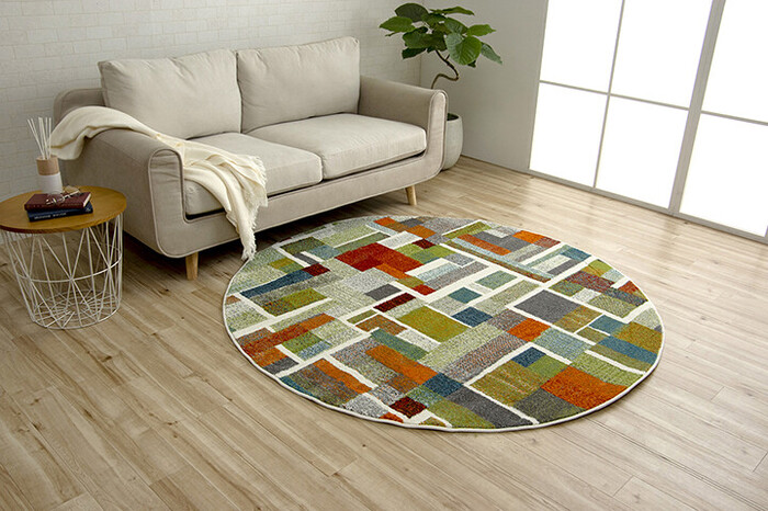 カーペット トルコ製 ウィルトン織り 約200×250cm カーペット カラフル 幾何柄 抗菌防臭 エデン RUG-3